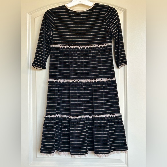Sz8 Hanna Andersson Striped Lurex Velour Dress - Picture 4 of 7